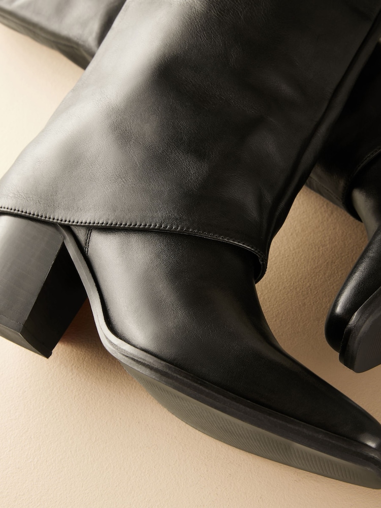 Schwarz - Kniehohe Boho-Stiefel mit Premium-Western-Gamaschen - Bild 5 von 5 Schwarz - Kniehohe Boho-Stiefel mit Premium-Western-Gamaschen - Bild 5 von 5