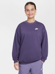 Фиолетовый изюм - Флисовый свитшот свободного кроя Nike Club - Image 4 of 7