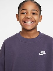 Фиолетовый изюм - Флисовый свитшот свободного кроя Nike Club - Image 6 of 7