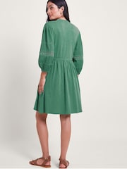 Monsoon Green 100% Cotton Lia Lace Trim Dress - Image 3 of 5