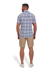 Raging Bull Blue Short Sleeve Large Multi Check Linen Look Shirt - Image 2 of 8
