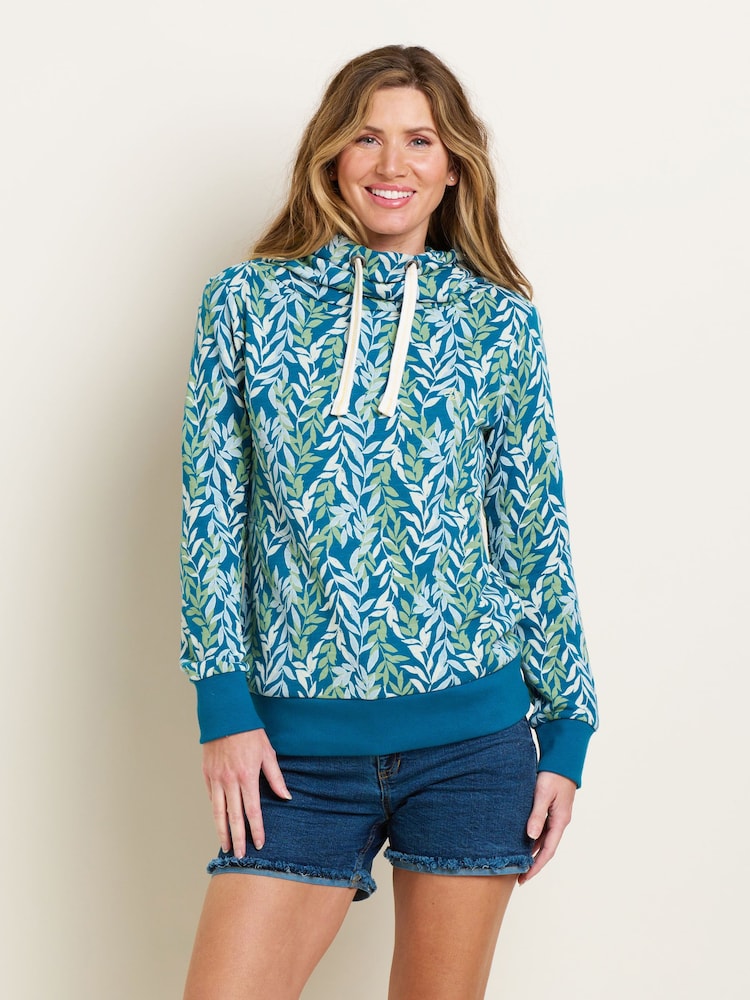 Brakeburn Green 100% Cotton Willow Cowl Neck Sweatshirt - Image 1 of 4