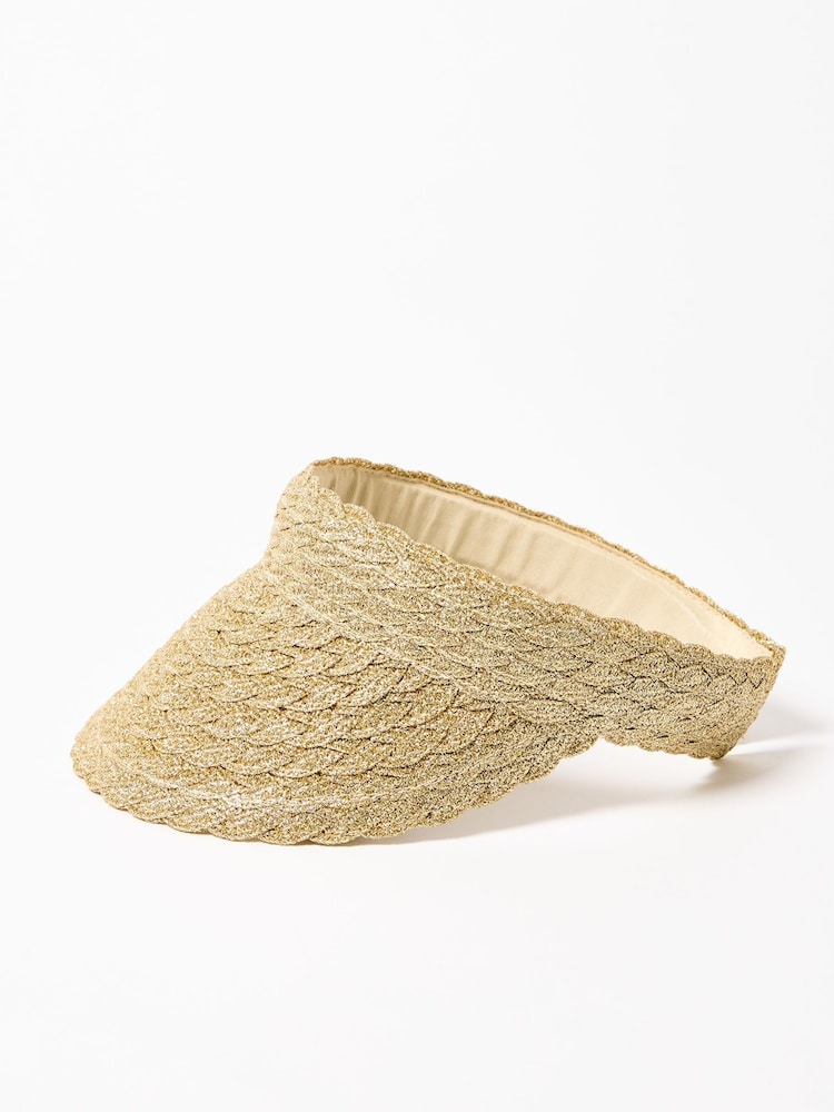 Oliver Bonas Gold Sparkle Visor Hat - Image 2 of 5 Oliver Bonas Gold Sparkle Visor Hat - Image 2 of 5