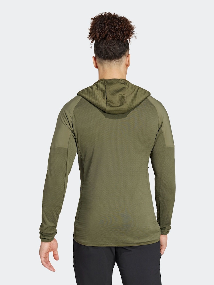 adidas Terrex Olive Green Techrock Hooded Wind Fleece Jacket - Image 2 of 7 adidas Terrex Olive Green Techrock Hooded Wind Fleece Jacket - Image 2 of 7