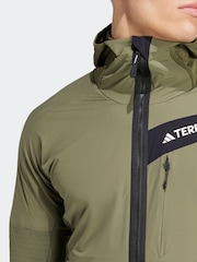 adidas Terrex Olive Green Techrock Hooded Wind Fleece Jacket - Image 5 of 7
