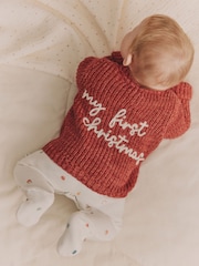 Red My First Christmas Knitted 100% Cotton Cardigan - Image 1 of 10