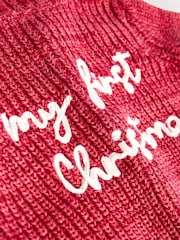 Red My First Christmas Knitted 100% Cotton Cardigan - Image 10 of 10