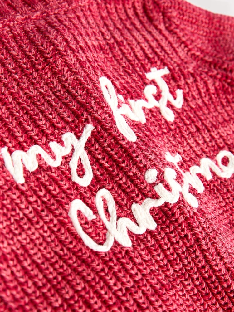 Red My First Christmas Knitted 100% Cotton Cardigan - Image 10 of 10
