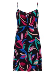 Pour Moi Black Multi Tropical Strappy Jersey Beach Dress - Image 3 of 4