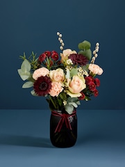 Peach/Brown Rose and Carnations Fresh Flower Bouquet With Vase - Image 1 of 4