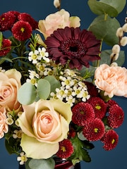 Peach/Brown Rose and Carnations Fresh Flower Bouquet With Vase - Image 2 of 4