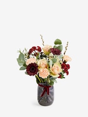 Peach/Brown Rose and Carnations Fresh Flower Bouquet With Vase - Image 3 of 4
