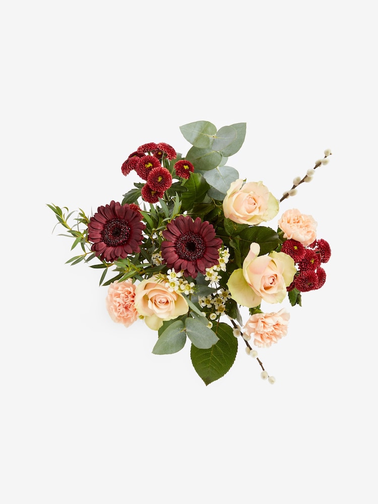 Peach/Brown Rose and Carnations Fresh Flower Bouquet With Vase - Image 4 of 4