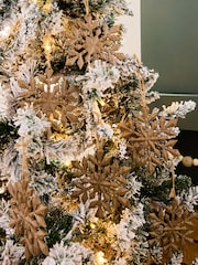 Set of 6 Brown Wood Effect Snowflake Christmas Baubles - Image 2 of 4