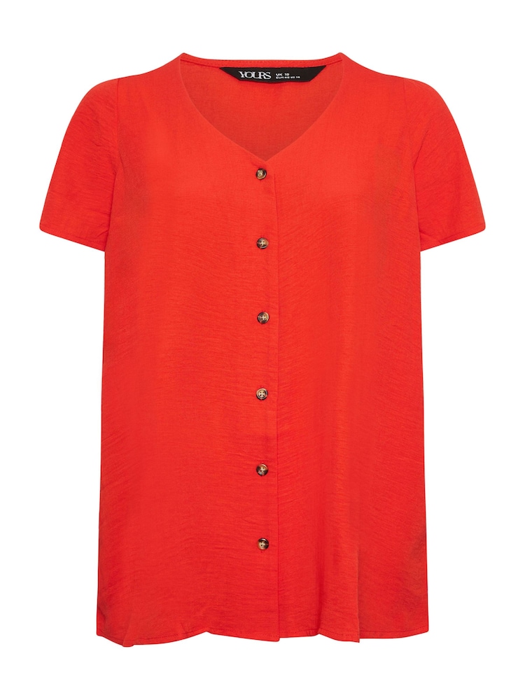 Yours Curve Red Button Front Blouse - Image 5 of 5