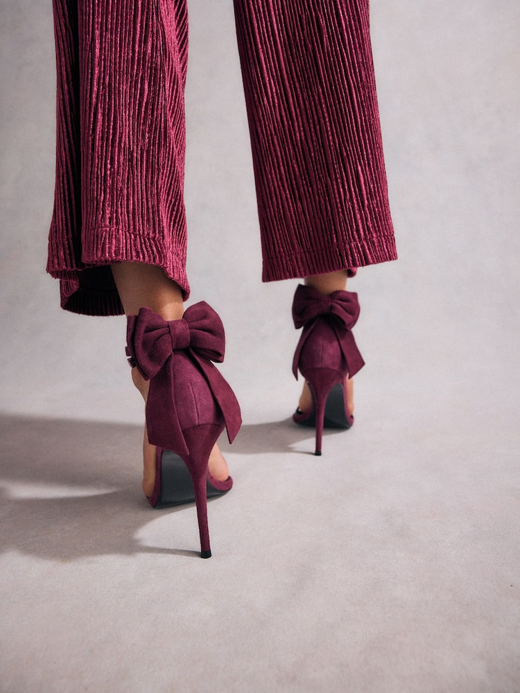 Burgundy Red Tabitha Simmons Lauren Leather Bow Back Sandals - Image 2 of 14