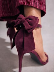 Burgundy Red Tabitha Simmons Lauren Leather Bow Back Sandals - Image 3 of 14