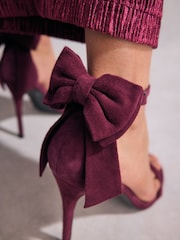 Burgundy Red Tabitha Simmons Lauren Leather Bow Back Sandals - Image 4 of 14