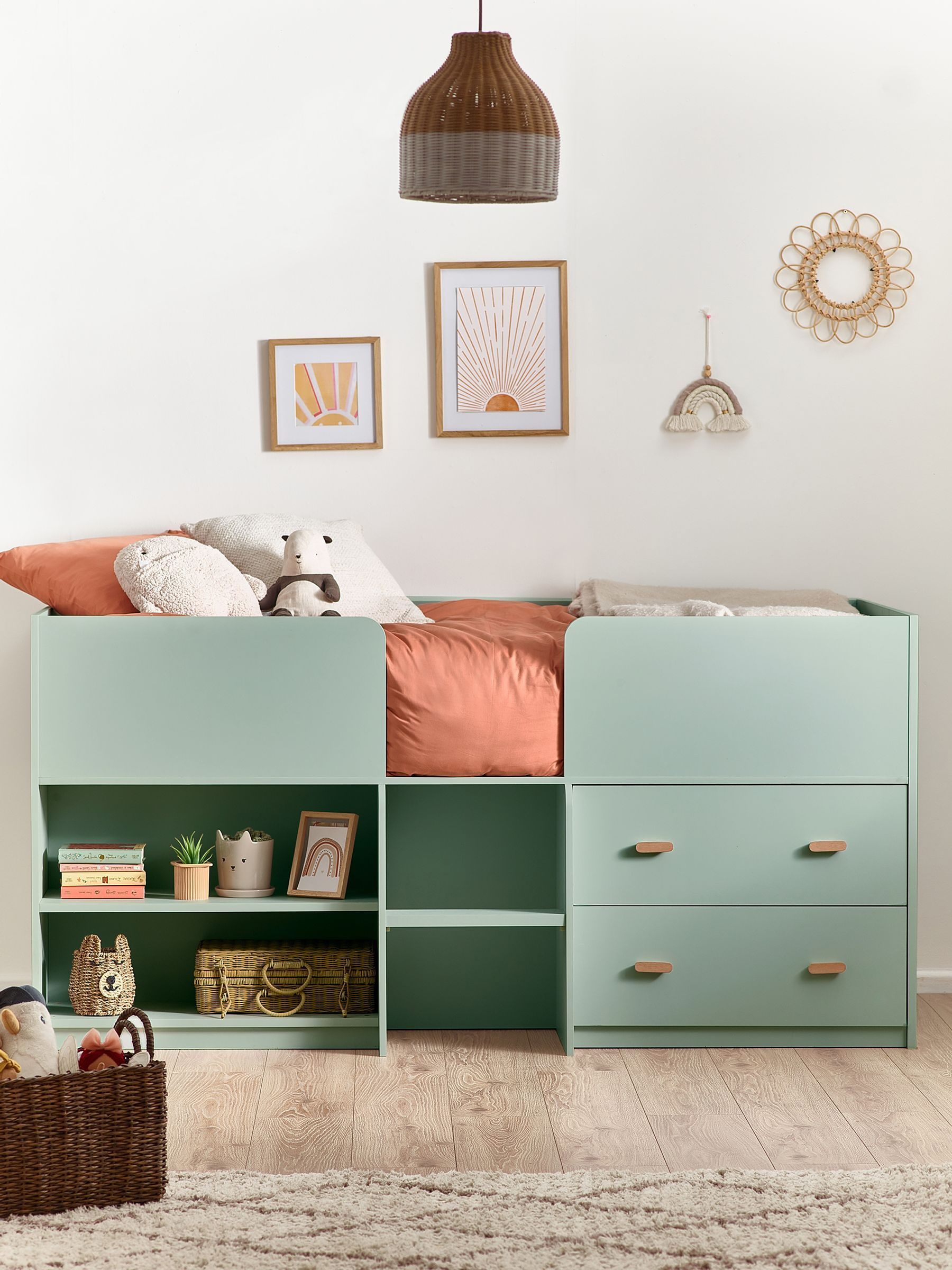 Buy Sage Green Kids Alix Storage Cabin Single Bed Frame from the Next ...