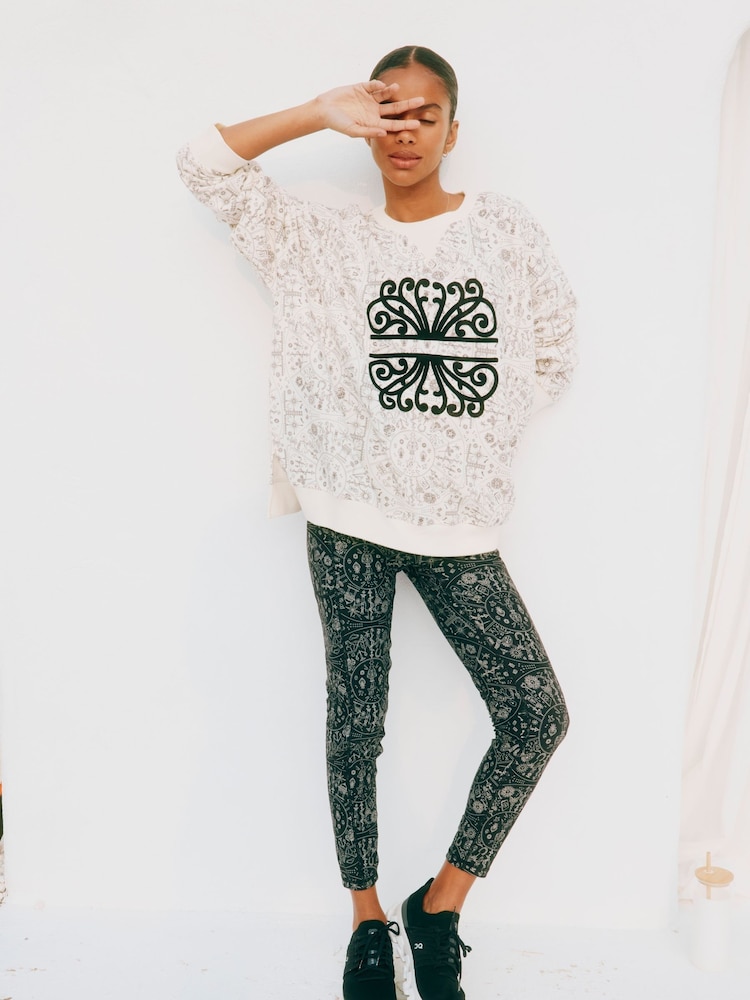 Never Fully Dressed Cream Map Print Cotton Sweatshirt - Image 1 of 5