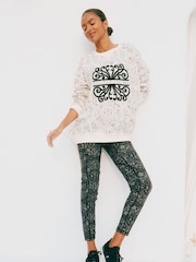 Never Fully Dressed Cream Map Print Cotton Sweatshirt - Image 3 of 5
