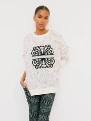 Never Fully Dressed Cream Map Print Cotton Sweatshirt - Image 4 of 5
