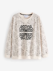 Never Fully Dressed Cream Map Print Cotton Sweatshirt - Image 5 of 5
