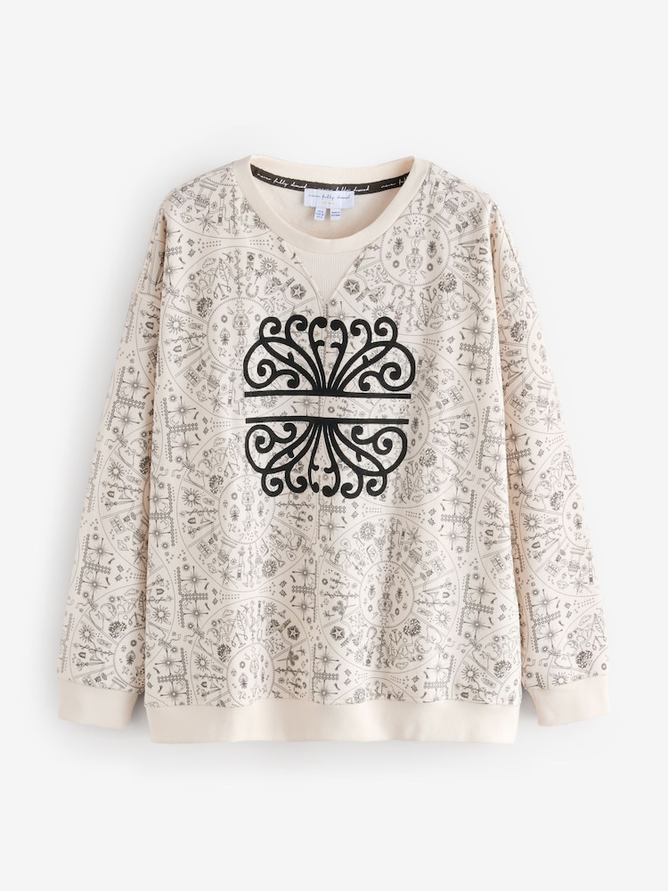 Never Fully Dressed Cream Map Print Cotton Sweatshirt - Image 5 of 5