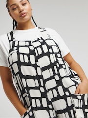 Simply Be Black Mono Print Crinkle Wide Leg Jumpsuit - Image 3 of 4