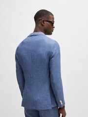 BOSS Blue Micro Patterned Linen Blend Jacket - Image 2 of 6