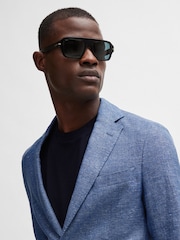 BOSS Blue Micro Patterned Linen Blend Jacket - Image 5 of 6