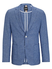 BOSS Blue Micro Patterned Linen Blend Jacket - Image 6 of 6