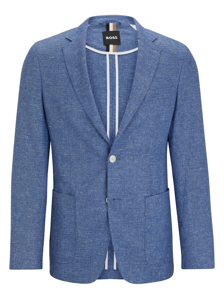 BOSS Blue Micro Patterned Linen Blend Jacket - Image 6 of 6