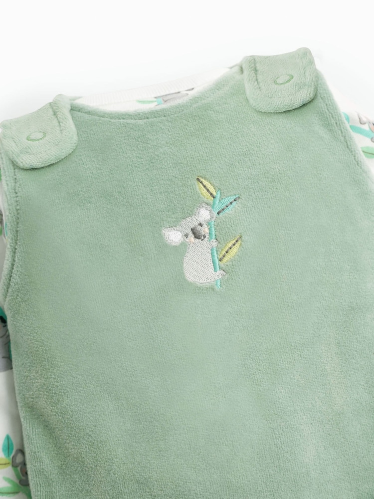 JoJo Maman Bébé Green Personalised Koala Dungarees Set 2 Piece - Image 8 of 8