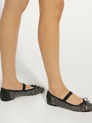 Dune London Black Happeningg Embellished Ballerina Flats - Image 1 of 6