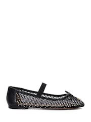 Dune London Black Happeningg Embellished Ballerina Flats - Image 3 of 6