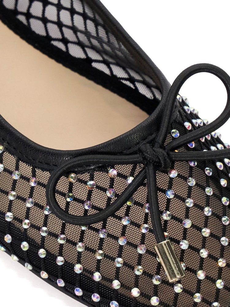 Dune London Black Happeningg Embellished Ballerina Flats - Image 6 of 6