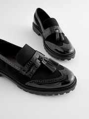 Black Mix Standard/Wide Fit Forever Comfort® Tassel Detail Cleated Chunky Loafer Shoes - Image 6 of 7
