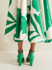 Phase Eight Green Suede Cross-Over Platform Sandals - Image 2 of 4