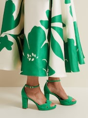 Phase Eight Green Suede Cross-Over Platform Sandals - Image 4 of 4