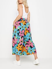 Yours Curve Blue & Pink Floral Print Midaxi Culottes - Image 3 of 5