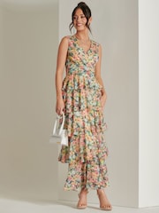 Jolie Moi Yellow Tiered Hem Mesh Maxi Dress - Image 6 of 6