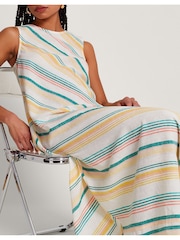 Monsoon Multi Aubree Stripe Dress in Linen Blend - Image 3 of 6