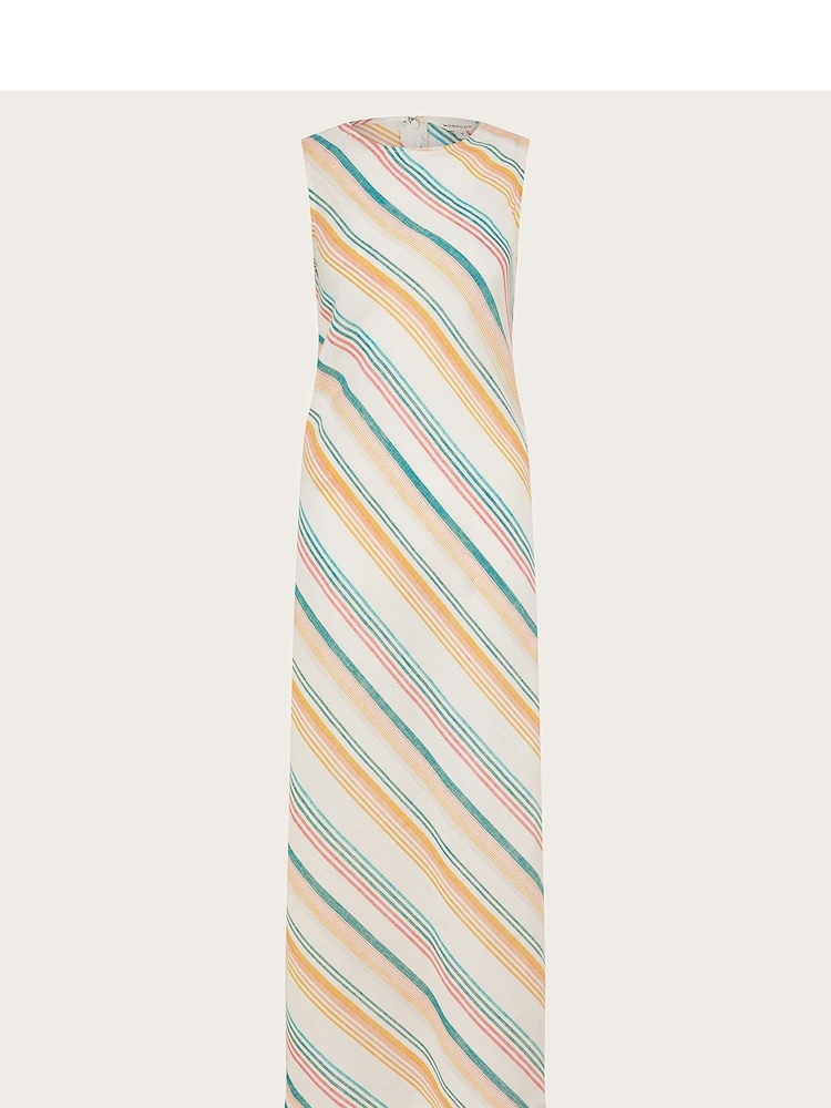 Monsoon Multi Aubree Stripe Dress in Linen Blend - Image 6 of 6 Monsoon Multi Aubree Stripe Dress in Linen Blend - Image 6 of 6