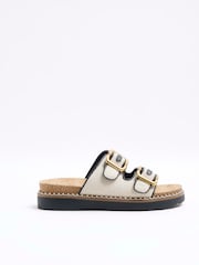 River Island Ecru Double Buckle Sandals - Image 1 of 4