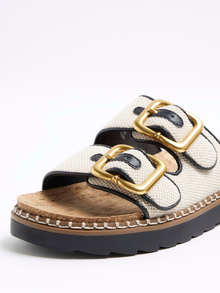River Island Ecru Double Buckle Sandals - Image 4 of 4