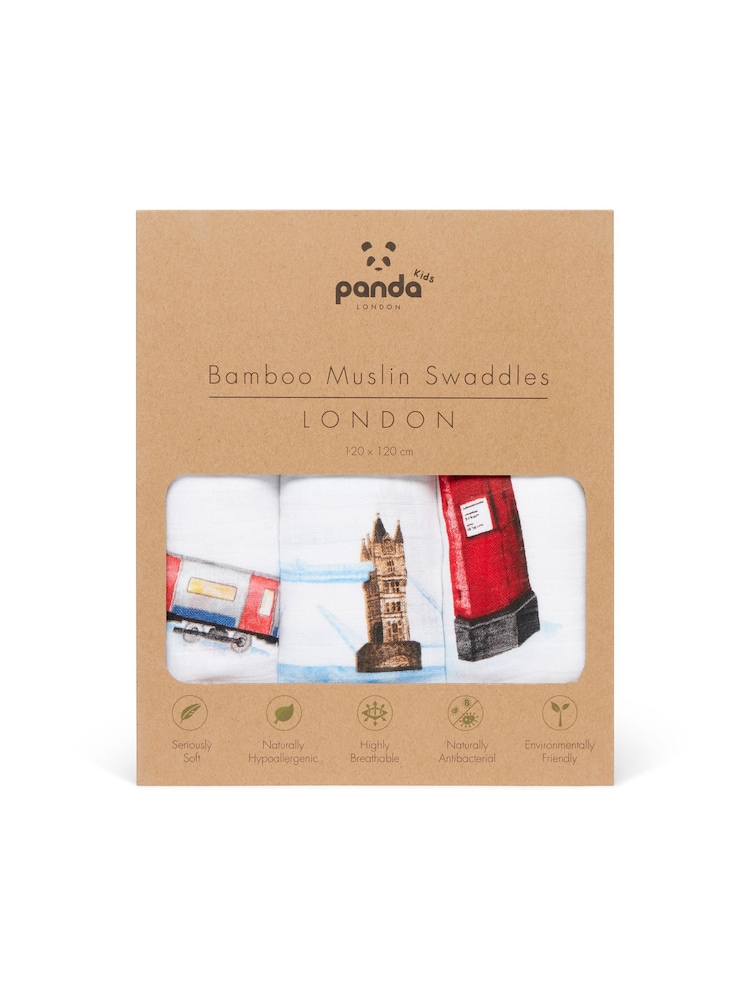 Panda London 3 Pack White Muslins 3 Pack - Image 1 of 4