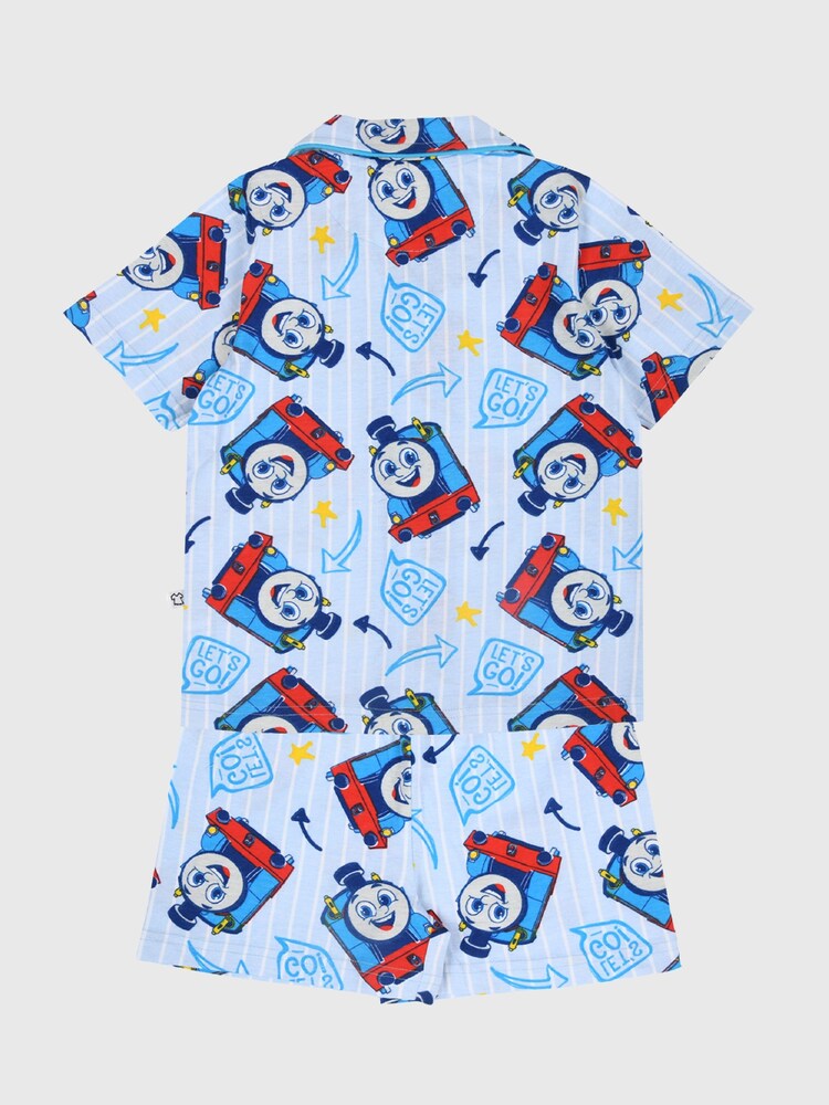Brand Threads Blue Boys 100% Cotton Thomas The Tank Engine Short Pyjama Set - Image 2 of 5