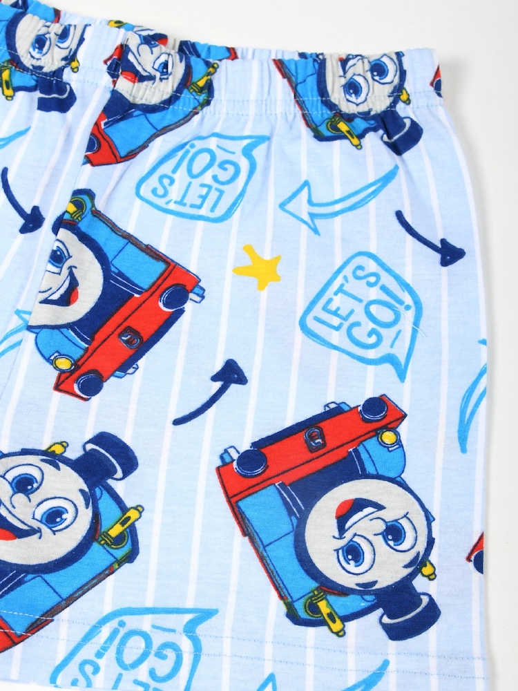 Brand Threads Blue Boys 100% Cotton Thomas The Tank Engine Short Pyjama Set - Image 5 of 5
