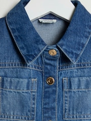 River Island Blue Girls 100% Cotton Denim Pinafore Dress - Image 3 of 4